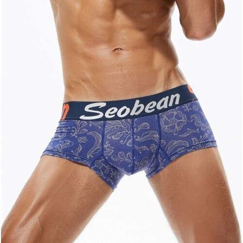 SEOBEAN NEW COMING MENS NEW COLORFUL Pattern COTTON UNDERWEAR LOW-RISE BOXERS FOR MEN
