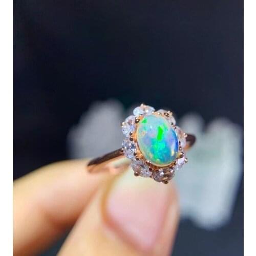 Jewelry Fashion Opal Ring for Man 7mm*5mm Natural Opal Silver Man Ring 925 Silver Gemstone Ring for Woman