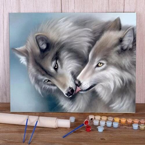 Animals Winter Wolf DIY Painting By Numbers Kit Oil Paints 50*70 Oil Painting Loft Wall Picture Crafts Adults Drawing