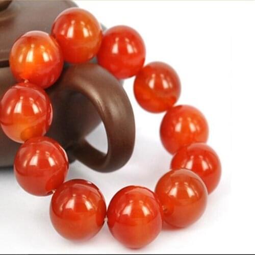 Natural larger Red Agates Round Beads+3D Handmade Carved PIXIU Beaded Bracelet&Bangle Women Mens Gift Bracelets Jades Jewelry