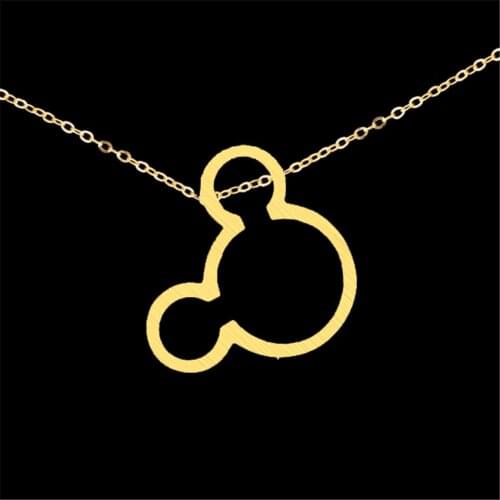 Cute Mouse Head Pendant Necklace For Women Mickey Stainless Steel Necklaces Sweater Chain Daughter Birthday Gifts