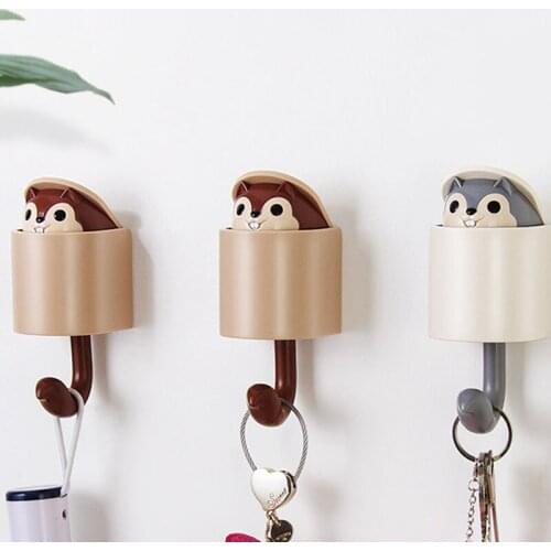 Invisible Squirrel Hook Umbrella Key Hangers Adhesive Mountable Wall Hook for Coat Hat Cellphone Decor Wall Door Organization