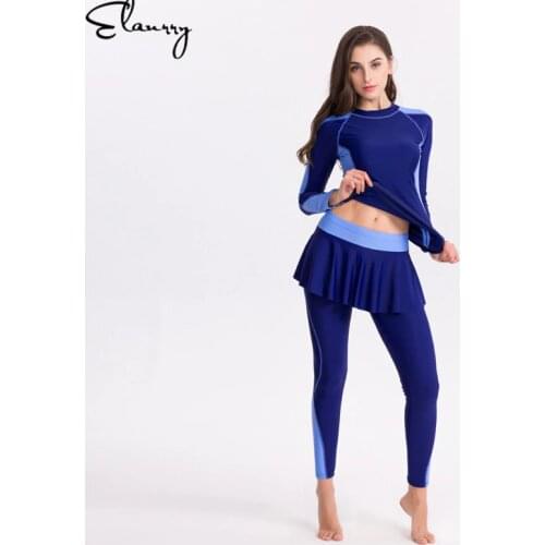 2019 Newest Women Swimwear Plus Size Girl Surfing Suits Summer Sport Swimsuit Rashguards 2 Pieces Long Sleeves Beach Wear
