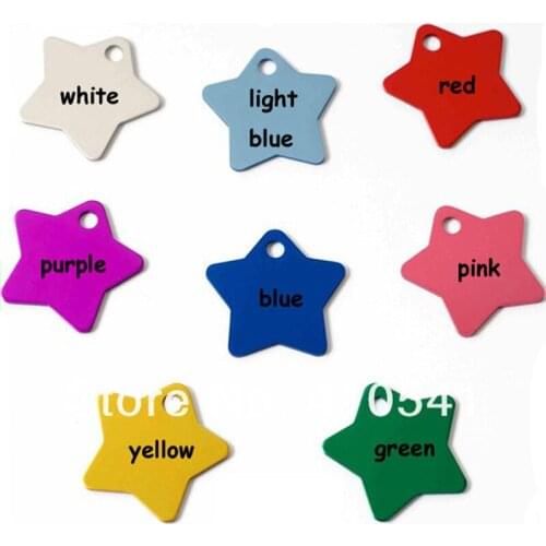 New Arrival Pet Tags Mix Random Colors 500 Pcs/ Lot 36MM*36MM Aluminum Alloy Star Shape Pet ID Tags Dog name tags Free Shipping