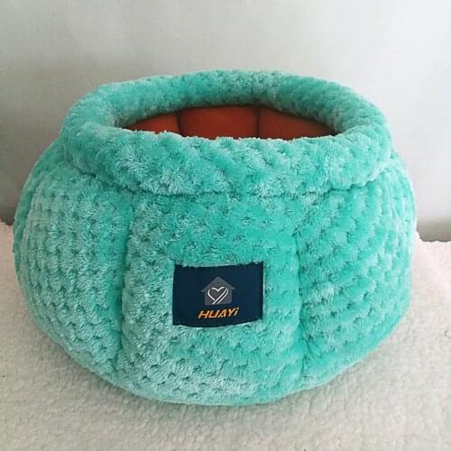 Warming Round Dog Bed for Small, Medium and Large Dogs & Cats,pumpkin Cat Dog House Short & Long Plush Pet Bed
