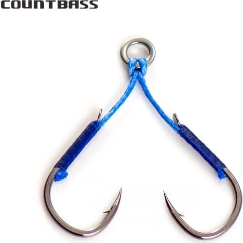 COUNTBASS 10pcs Casting Metal Jigs Assist Hooks with PE Line for any Jigging Lures Fish Hooks Terminal Fishing Accessories
