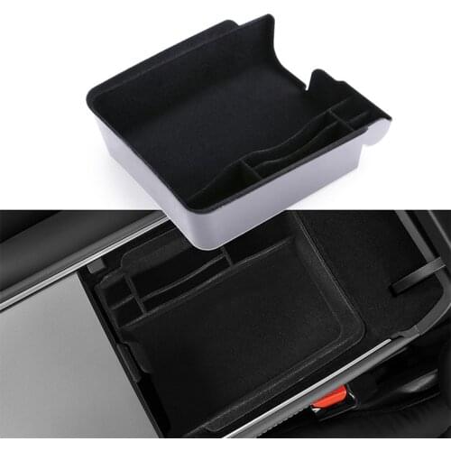 Center Console Organizer Tray for Tesla Model 3 Y 2021 Car Armrest Cubby Drawer Storage Box Accessories Suede
