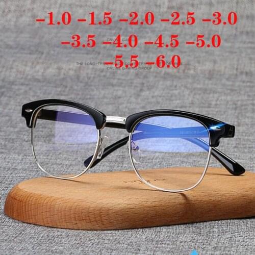 -1 -1.5 -2 -2.5 -3 -3.5 -4 -4.5 -5 -5.5 -6 Myopia Memory Optical Glasses Half Frame Finished Men Women Shortsighted Eyeglasses