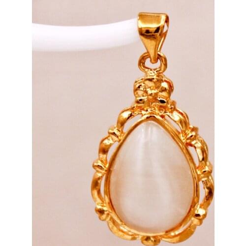 Trendy Gold Plated Oval Pendant Copper For Women Girls Fashion Jewelry Accessories Party Wedding Gift