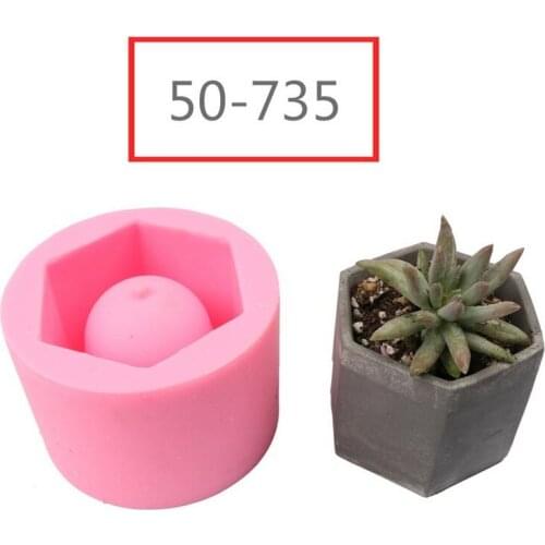 Pink Silicone Mold Geometric Flower Pots Cement Vase Mould Handmade Planter Multi-flower Plate Garden Decoration Tool