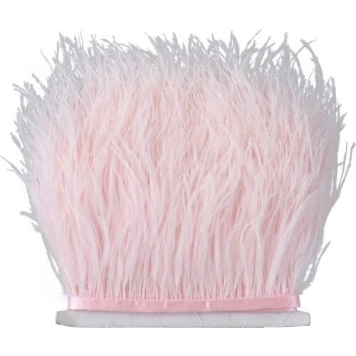 6 Meters/Lot Pink Ostrich Feather Trim For Needlework 4-6 Inch Plumes Fringe Ribbon Wedding Dress Decoration Plumas DIY Crafts