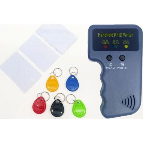 Handheld 125KHz EM4100 RFID Card Copier Writer Duplicator Programmer Reader + EM4305 T5577 Rewritable RFID Tag Keyfobs Cards
