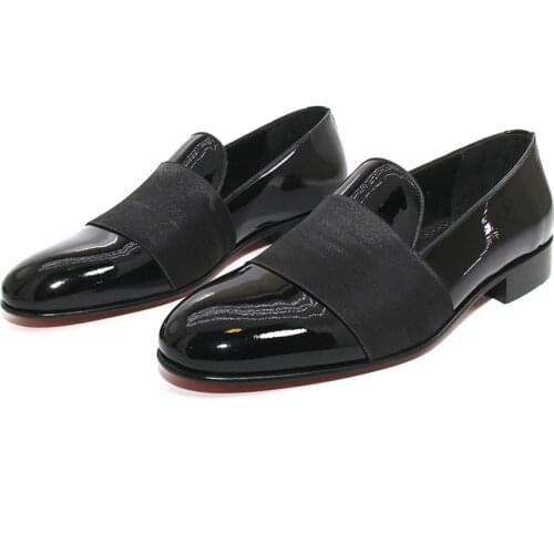 SHENBINS Men's Patent Leather Shoes
