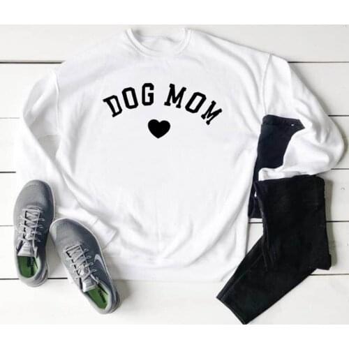Dog Mom Heart Print Funny Hipster Jumper Drop Ship Sweatshirts Women Sweatshirts Casual Hoodies for Lady Girl
