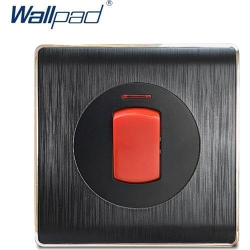Wallpad 20A Cooker 2P Wall Light Rocker Switch With LED Indicator Black PC Brushed Panel For Home
