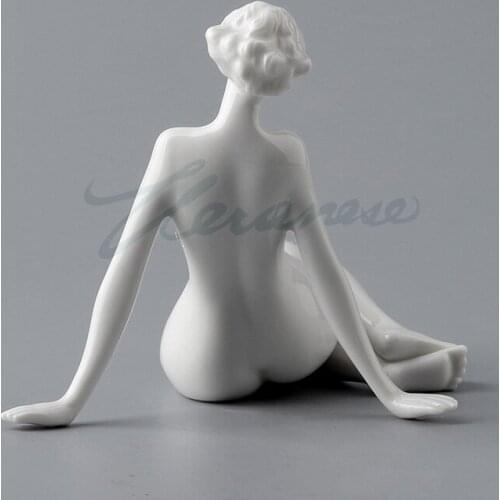 Weroni creative design Porcelain Glaze Art women bend their knees and lean back Home Factory Statue Figure sculpture
