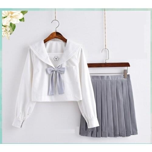 Japanese School Uniform For Girls Sailor Tops+Tie+Skirt Navy Style Students Clothes For Girl Plus size Lala Cheerleader clothing