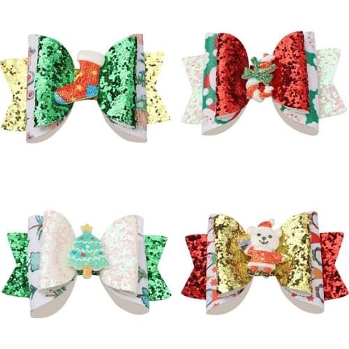 New Xmas Ribbon Bow Hair Clip Hairpin Christmas Gifts For Kids Christmas Festival Supply Xmas Hair Accessories