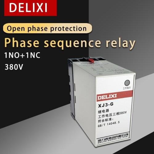DELIXI Motor Protection Relay XJ3-G The Phase Sequence Protection and Fault Relay XJ3-G AC380V Relé de protección del Motor