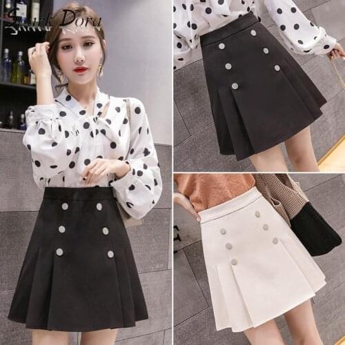 SparkDora New Double Breasted Skirt In Spring And Summer 2020 Womens High Waist All-around Short Skirt A-line Skirt