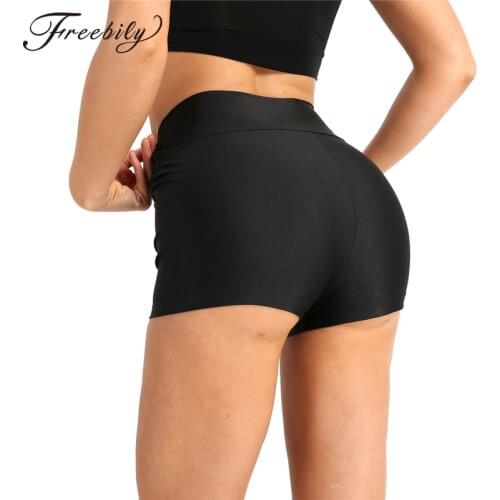 Women High Waist Stretchy Solid Color Dance Shorts Adult Yoga Sports Casual Shorts Ballet Gymnastics Shorts Dance Wear