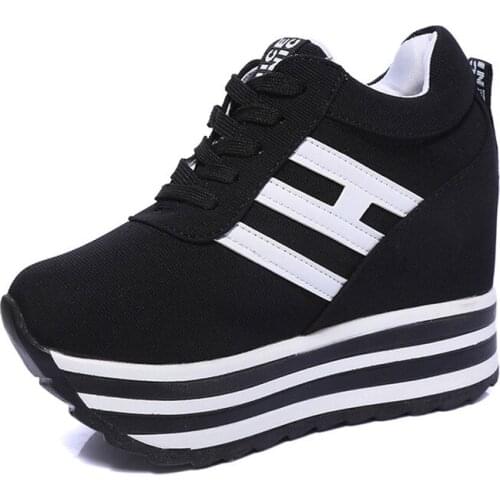 2021 High Flat Platform 9cm Height Increasing Casual Shoes Woman Spring New Hidden Wedge Sneakers Female Vulcanize Shoes
