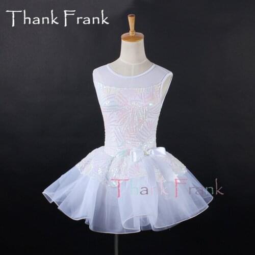 Women Sequin Ballet Costume Girl White Mesh Tutu Dress Kids Shiny Tulle Ballerina Dresses Adult Professional Dance Costumes C661
