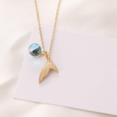 Mermaid Bubble Pendants Necklaces for Women Gold Color Short Necklace Female Clavicle Chain 2020 Fashion Jewelry Simple New