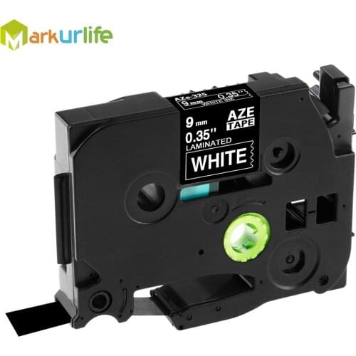1 PCS/Lot 9mm*8m Tze 325 Tze325 White on Black Laminated Compatible P touch 9mm tze-325 Adhensive Tape Cartridge tz325 tze-325