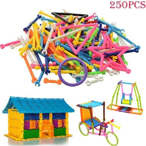 250Pcs Baby Early Learning Gifts Plastic Intelligence Sticks Educational Building Blocks Toys Handmade DIY M09