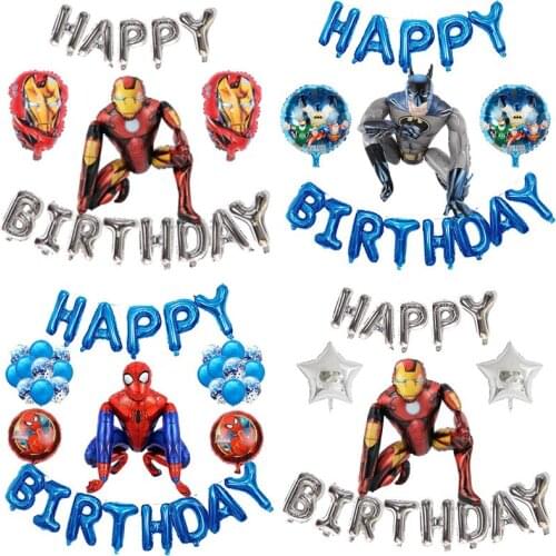 5pcs Disney Spiderman Marvel Super Hero 3D Foil Balloon Cartoon Batman Iron Man Spiderman Kids Birthday party house decoration
