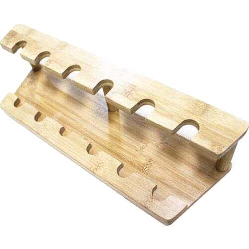 6 Slots Bamboo Hair Brush Comb Stand Holder Display Rack Shelf Organizer Tool