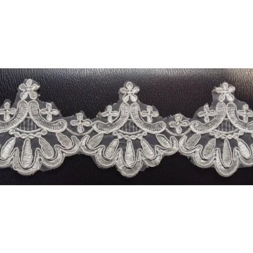 7.5cm organdy polyester embroidery framed lace,wedding accessories lace,veil trim,XERY14435D