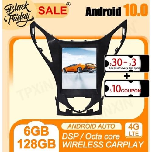 128GB Android 10 Tesla Style for Hyundai AZERA Grandeur i55 2010 - 2013 GPS Car Navigation Multimedia Video Player Stereo Radio