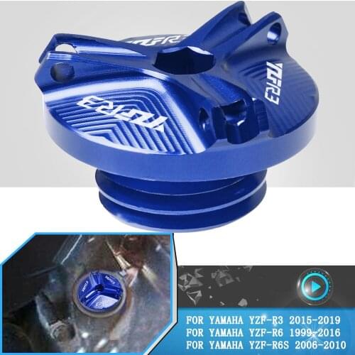For Yamaha YZF-R6 YZFR6S YZF-R3 2015-2019 Motorcycle Accessories Engine Oil Cup Plug Cover Motocross CNC Aluminum Oil Filler Cap