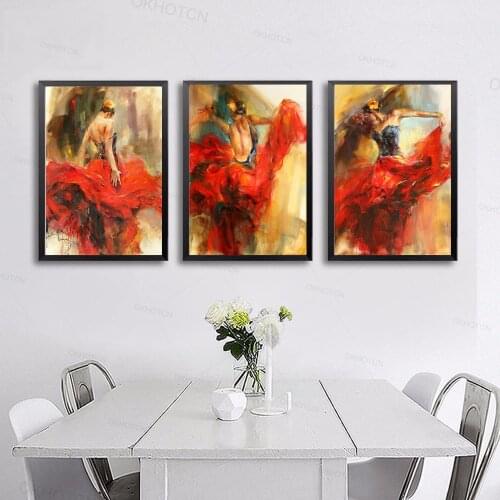 Flamenco Beauty Dancer Art Canvas Painting Vintage Figure Posters And Prints Wall Art Picture Hme Decoration