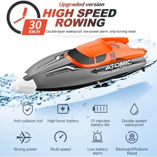 RC Racing Boat 2.4G 4Ch 30KM/H High Speed RC Boat 370 Motor IPX7 Waterproof Water-Cooled Engine Best Gift For Kids Friends