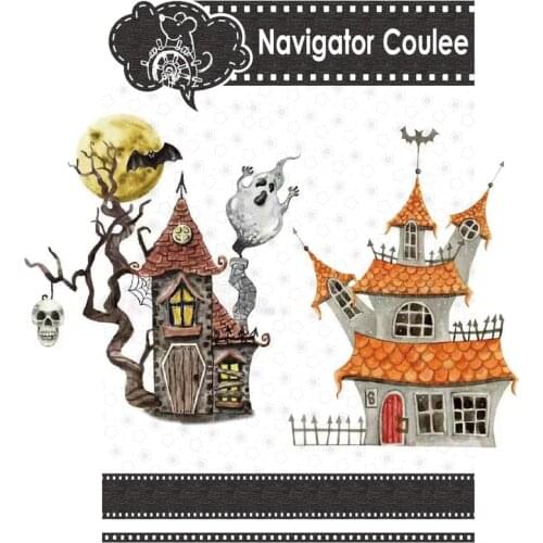 Halloween Castle Horror Metal Cutting Mold and Stamp Scrapbook Decoration DIY Crafts Layered Drawing Album Embossed Card Ideas