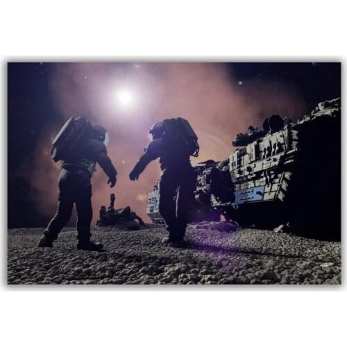 HT019 Spectacular Universe Earth And Moon Space Station Astronaut Silk Fabric Poster Art Decor Indoor Painting Gift