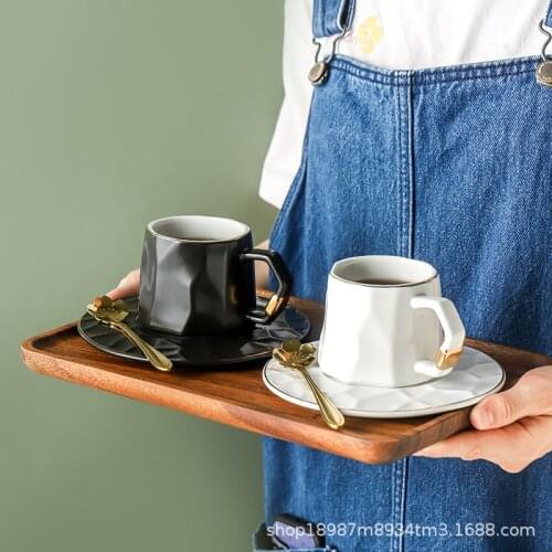 Ceramic gift cup European simple companion gift hanging ear crease coffee cup and saucer gift box set