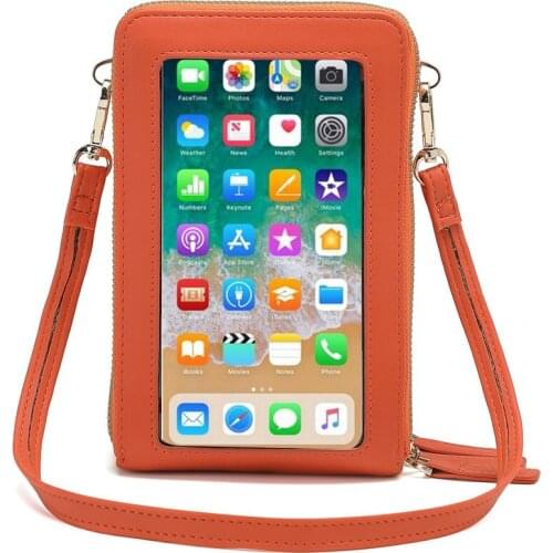 Korean RFID Multi Function Cell Phone PU Large Capacity Wallet Single Shoulder Bag Fashion Touch Screen Crossbody Bag For Women