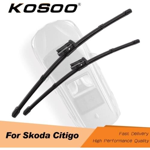KOSOO For Skoda Citigo ,2010 2011 2012 2013 FitPush Button Arms Auto Natural Rubber Wiper Blades Clean The Windshield Styling