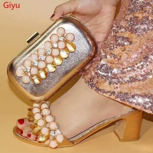 Doershow hot selling Shoe with Matching Bags African Shoe and Bag Set for Party In Women Italian Shoe with Bag! HBE1-8