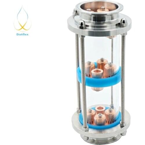 Mini 3" 76mm (OD91mm) 99.9% Red Copper 3 pcs bubble plates Glass Column for distillation