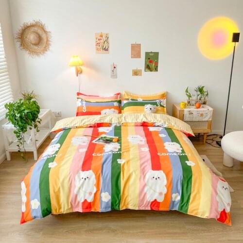 Cartoon Cute Bear Pattern Duvet Cover Set 210x210 Pillowcase 3Pcs,220x240 Quilt Cover,Extra Large, Bedding Set