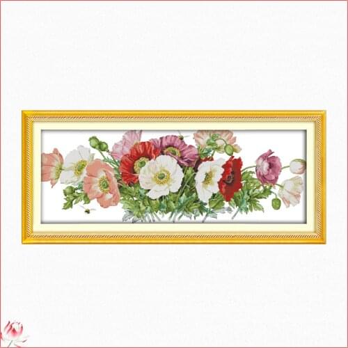 Poppies Patterns Counted 11CT 14CT Cross Stitch Set DIY Counted Cross-stitch Kits Embroidery Needlework Home Deco