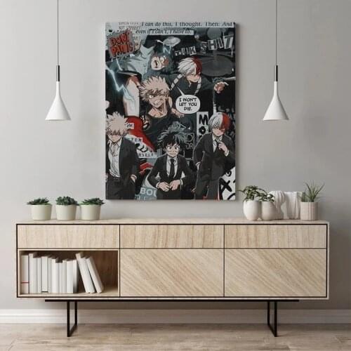 Canvas Wall Art Deku And Todoroki Bakugo Aesthetic Anime Printed Pictures Poster Paintings Home Decoration Modular Living Room