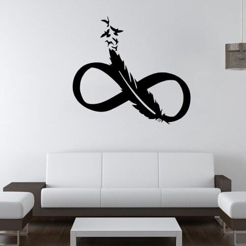 Feather Decal Wall Stickers Wall Decal For Bedroom Living Room Art Mural Decoration Vinyl ov332