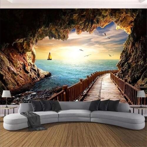Cave Path Tapestry Landscape Wall Hanging Tapestry Family Room Decoration Living Room Bedroom Background Wall 150X130cm