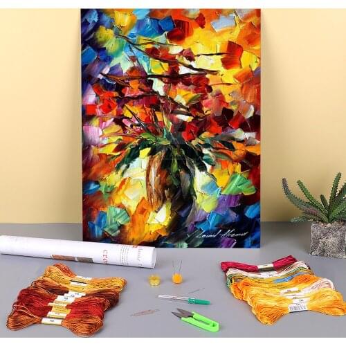 Fall Bouquet Printed 11CT Cross Stitch DIY Embroidery Patterns DMC Threads Sewing Craft Handiwork Knitting Mulina For Sales